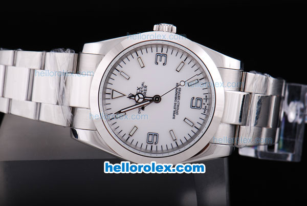 Rolex Explorer Oyster Perpetual Automatic with White Dial-White Bezel - Click Image to Close